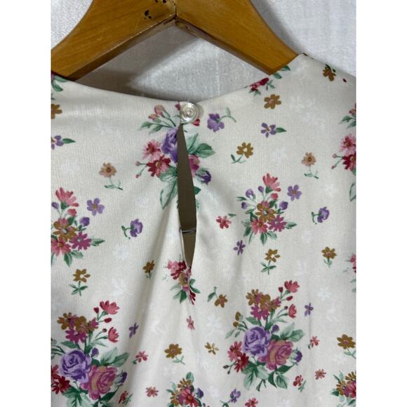 Whirlaway Frocks Vintage Blouse 16WP PETITE Wide Lace Collar Floral Cottage - Picture 7 of 13